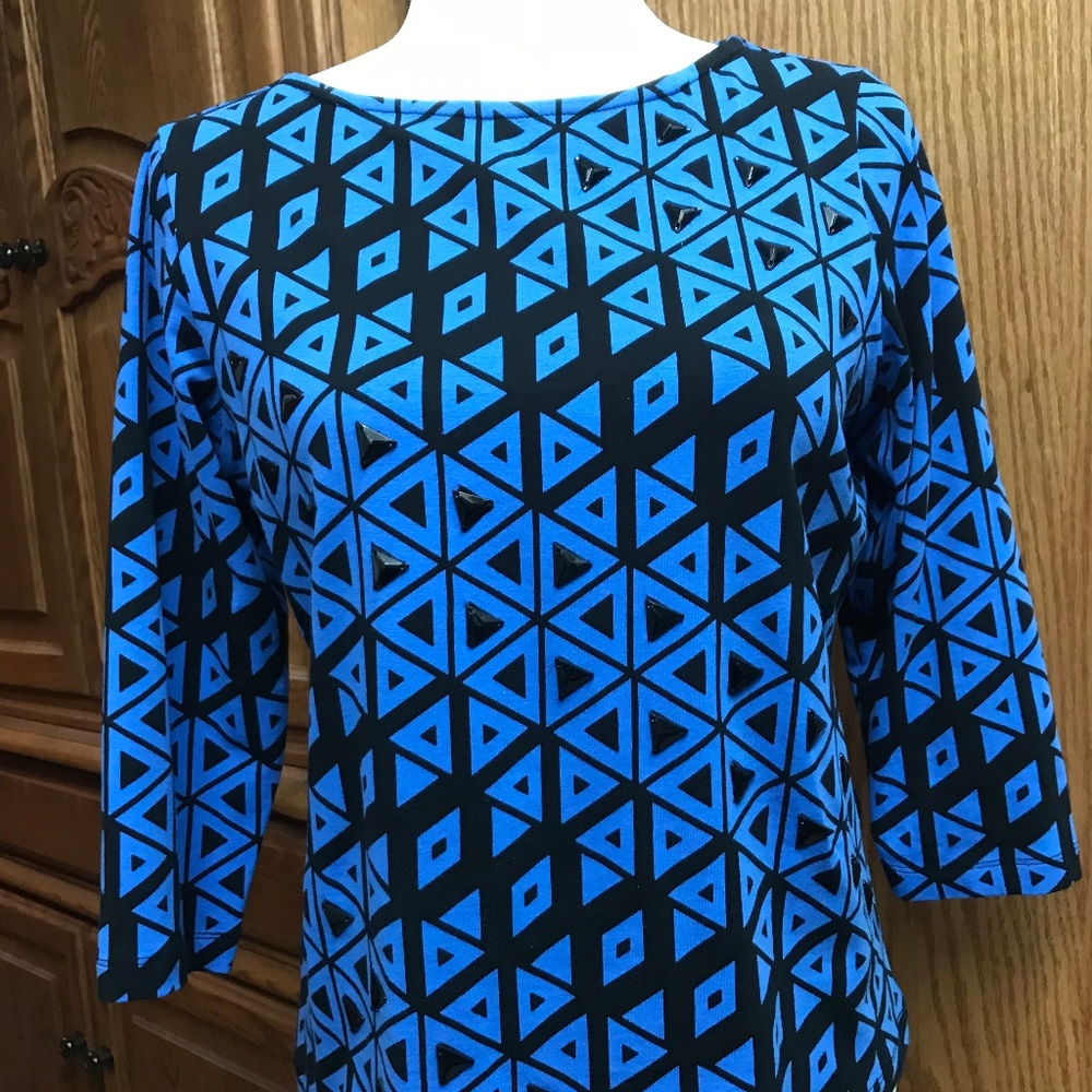 Ruby Rd. NWOT Petite Small Beaded Diagonal Diamond Top